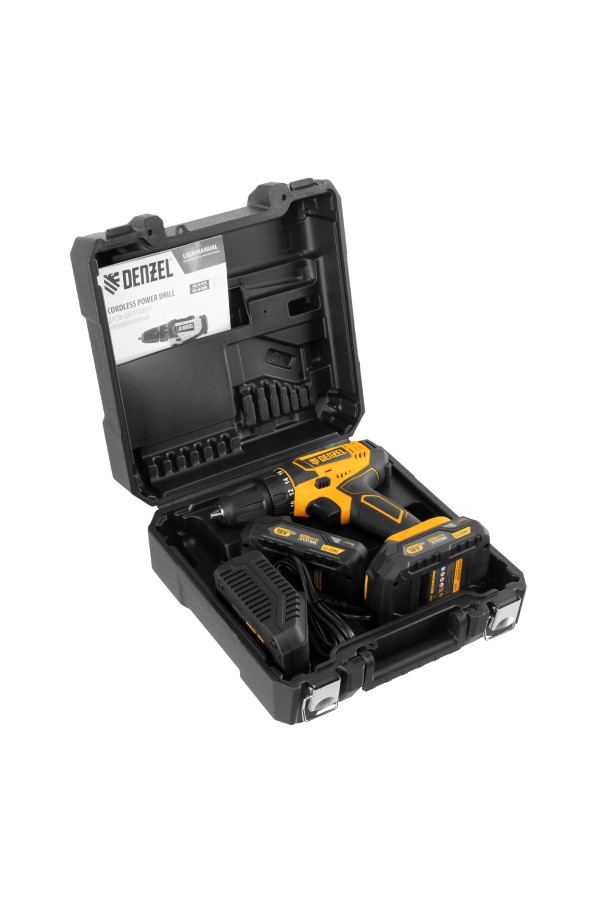 Дрель-шуруповерт аккумуляторная CDL-18-02BM, Li-Ion, 18 В, 2 аккумулятор Denzel