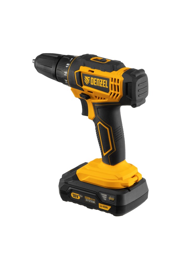 Дрель-шуруповерт аккумуляторная CDL-18-02BM, Li-Ion, 18 В, 2 аккумулятор Denzel
