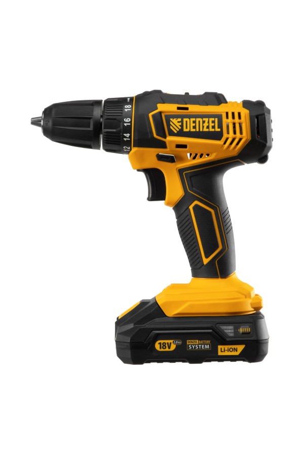 Дрель-шуруповерт аккумуляторная CDL-18-02BM, Li-Ion, 18 В, 2 аккумулятор Denzel