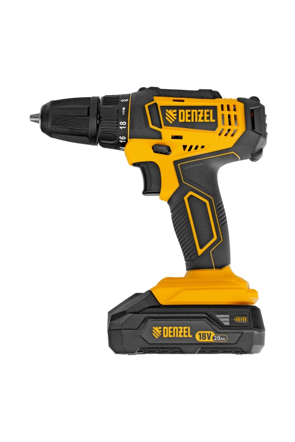 Дрель-шуруповерт аккумуляторная CDL-18-02BM, Li-Ion, 18 В, 2 аккумулятор Denzel