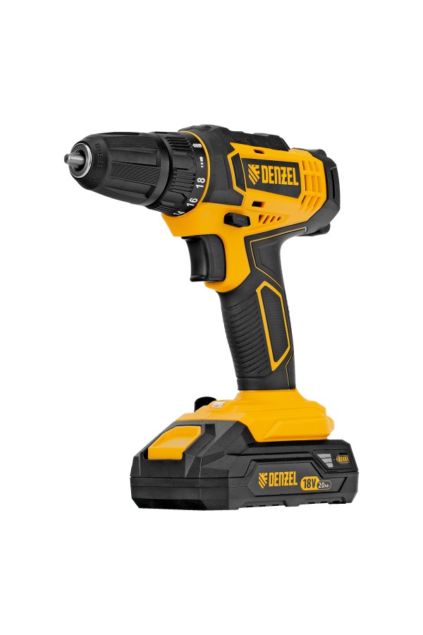 Дрель-шуруповерт аккумуляторная CDL-18-02BM, Li-Ion, 18 В, 2 аккумулятор Denzel