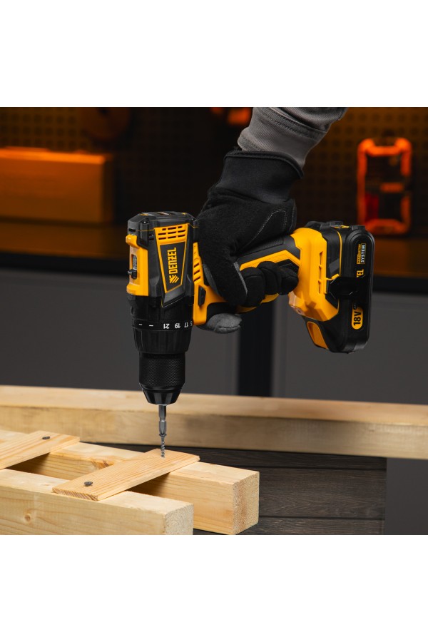 Дрель-шуруповерт аккумуляторная, бесщет. BLDL-IB-18-0, Li-Ion, 18 В Denzel