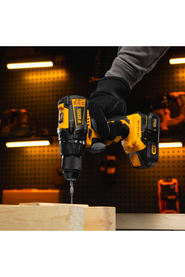 Дрель-шуруповерт аккумуляторная, бесщет. BLDL-IB-18-0, Li-Ion, 18 В Denzel