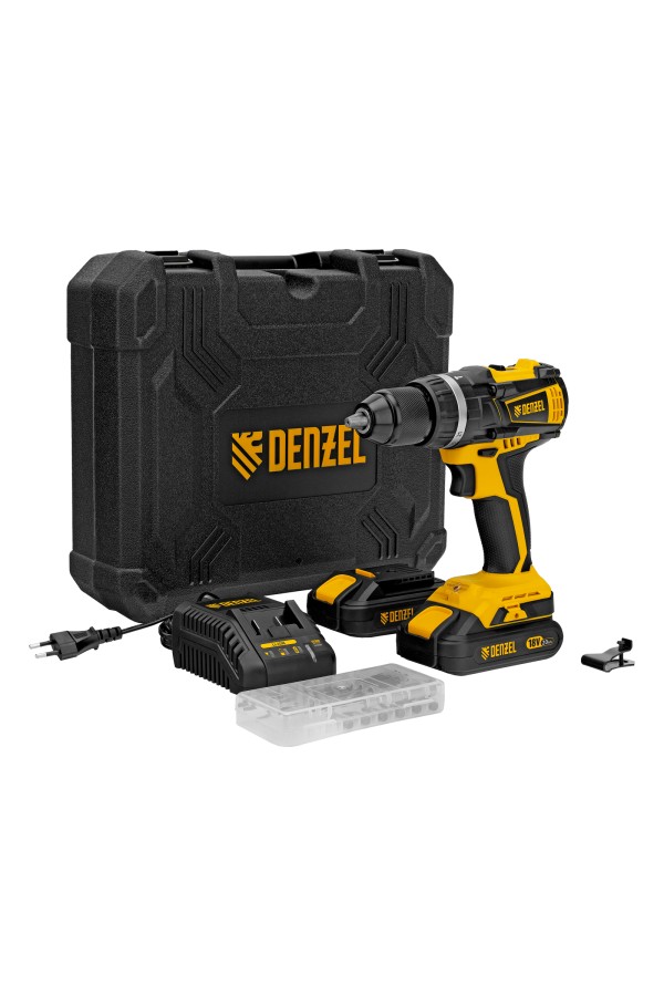 Дрель-шуруповерт аккумуляторная ударная бесщет CIDB-IB-18-02, Li-Ion, 18 В, 2 акк. Denzel
