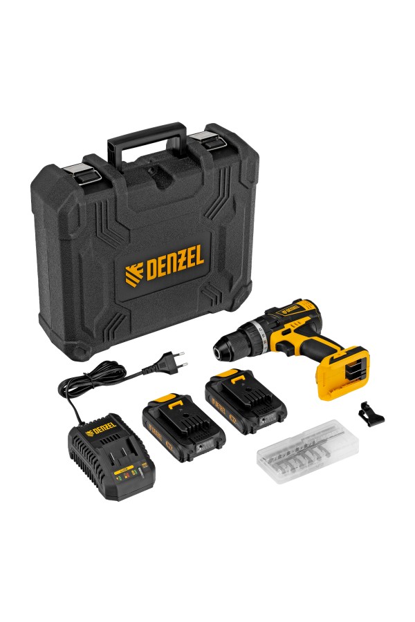 Дрель-шуруповерт аккумуляторная ударная бесщет CIDB-IB-18-02, Li-Ion, 18 В, 2 акк. Denzel