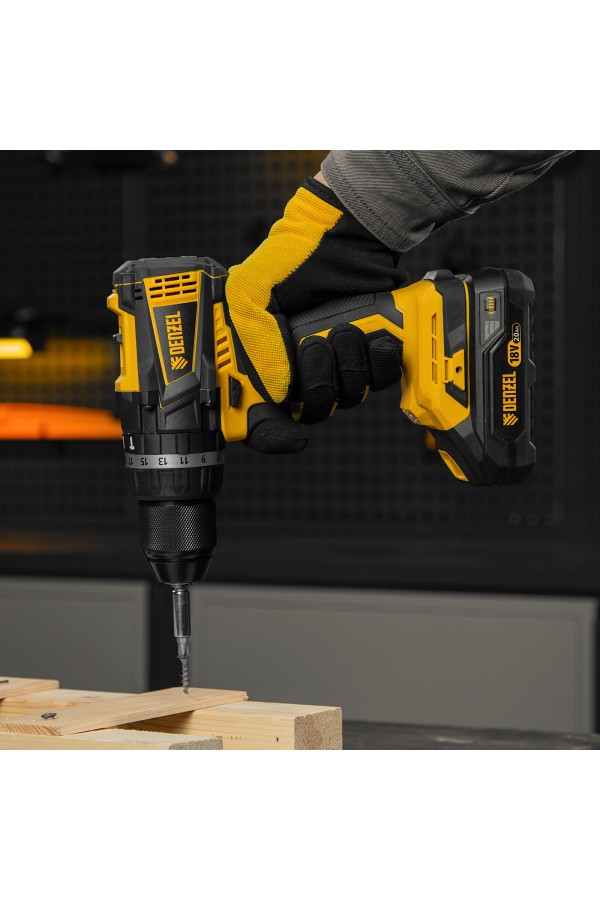 Дрель-шуруповерт аккумуляторная ударная бесщет CIDB-IB-18-02, Li-Ion, 18 В, 2 акк. Denzel