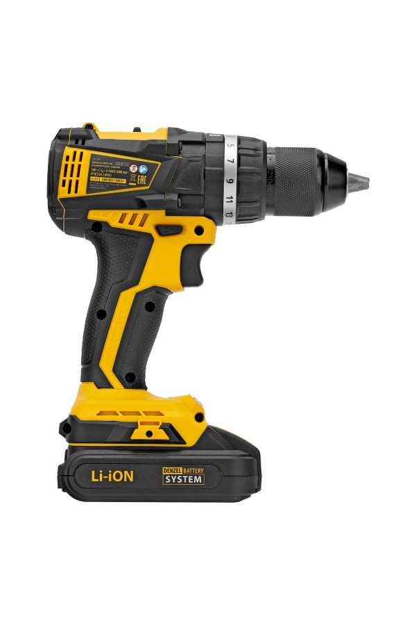 Дрель-шуруповерт аккумуляторная ударная бесщет CIDB-IB-18-02, Li-Ion, 18 В, 2 акк. Denzel