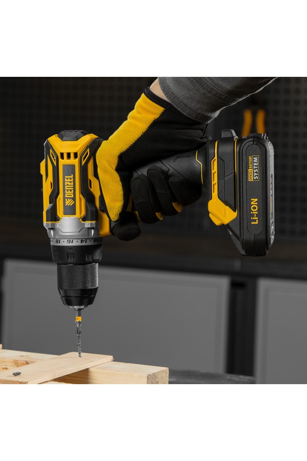 Дрель-шуруповерт аккумуляторная, бесщет. BLDL-18-02 Li-Ion, 18 В Denzel