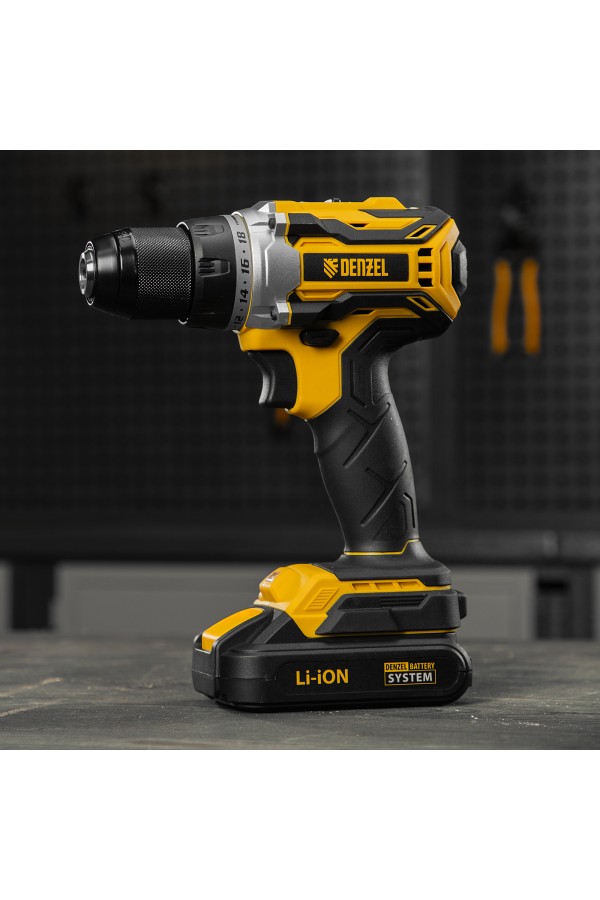 Дрель-шуруповерт аккумуляторная, бесщет. BLDL-18-02 Li-Ion, 18 В Denzel