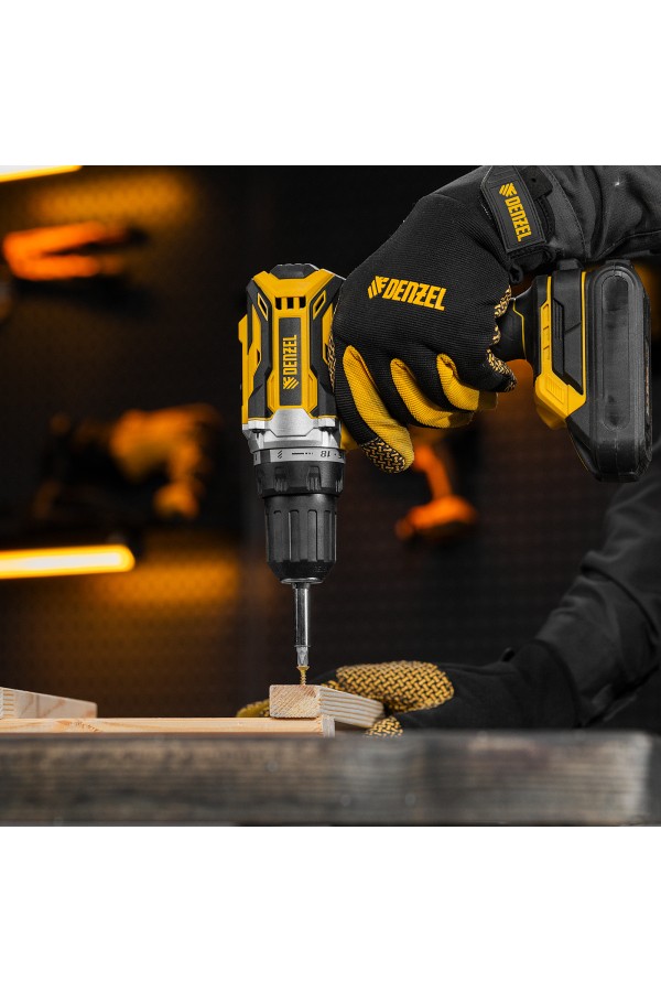 Дрель-шуруповерт аккумуляторная, бесщет. BLDL-18-0 Li-Ion, 18 В Denzel