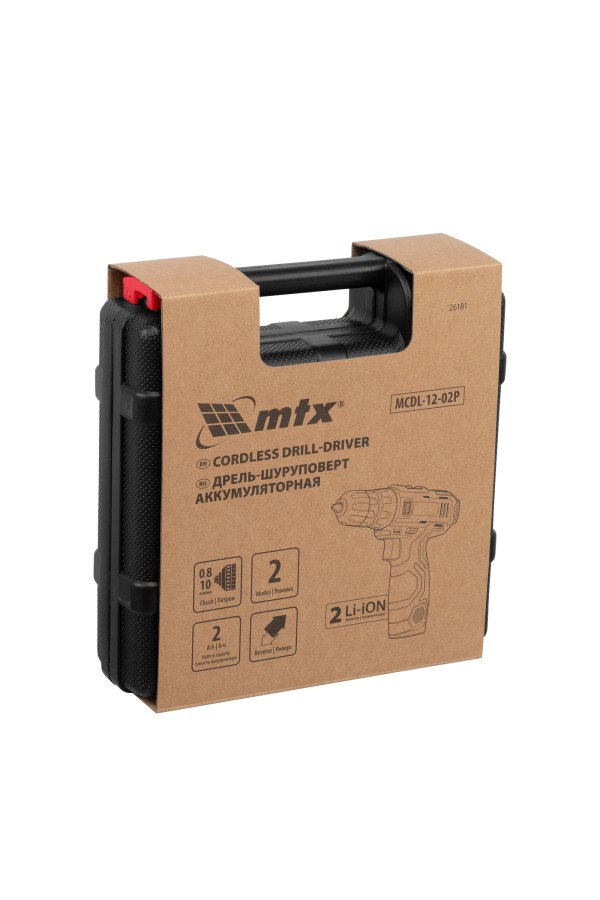 Дрель-шуруповерт аккумуляторная MCDL-12-02P, Li-Ion, 12 В, 2 акк. MTX
