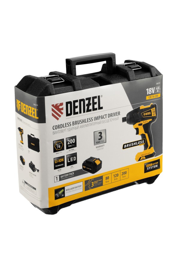 Винтоверт ударный аккумуляторный бесщет CID-IB-200 18В Li-Ion Denzel