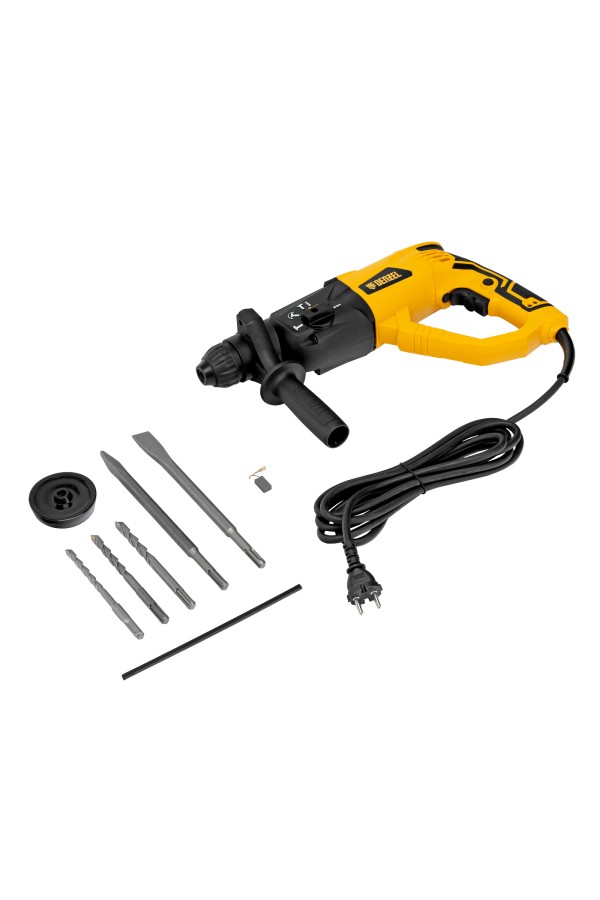 Перфоратор электрический RH-1050-26, SDS-plus, 1050 Вт, 3.2 Дж, 3 плюс 1 режим Denzel