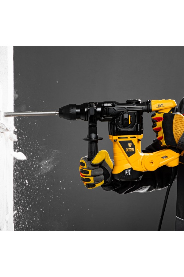 Перфоратор электрический RHV-1250-30, SDS-plus, 1250 Вт, 5 Дж, 3 плюс 1 режим Denzel