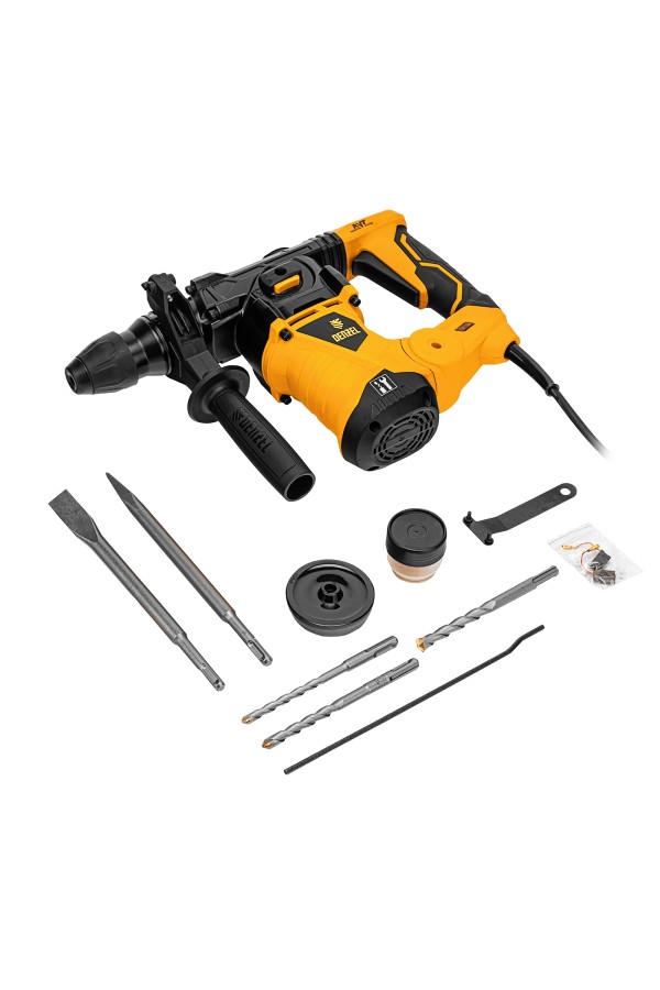 Перфоратор электрический RHV-1250-30, SDS-plus, 1250 Вт, 5 Дж, 3 плюс 1 режим Denzel