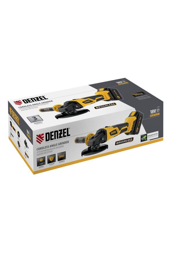 Машина углошлифовальная аккумуляторная бесщет. BLG-IB-18-125-4, Li-ion, 18 В Denzel
