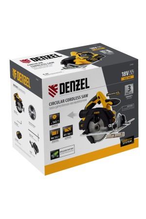 Пила циркулярная аккумуляторная бесщет. CCS-165, 18В Li-Ion Denzel