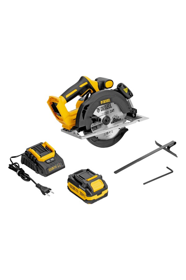 Пила циркулярная аккумуляторная бесщет. CCSH-BL-20-185, 185 мм, Li-Ion, 20 В// Denzel