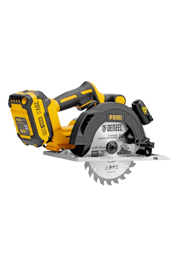 Пила циркулярная аккумуляторная бесщет. CCSH-BL-20-185, 185 мм, Li-Ion, 20 В// Denzel