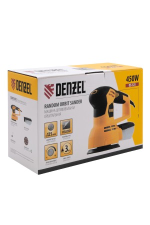 Машина шлифовальная эксцентриковая OS-125, 450 Вт, 6000-12000 об/мин Denzel