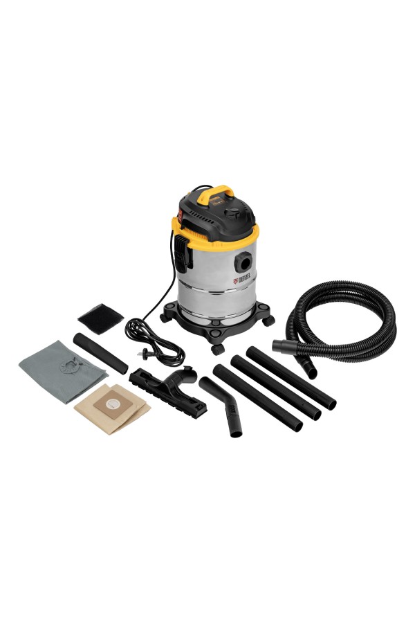Пылесос строительный SVC15, 1200 Вт, бак 15 л, шланг 2 м Denzel
