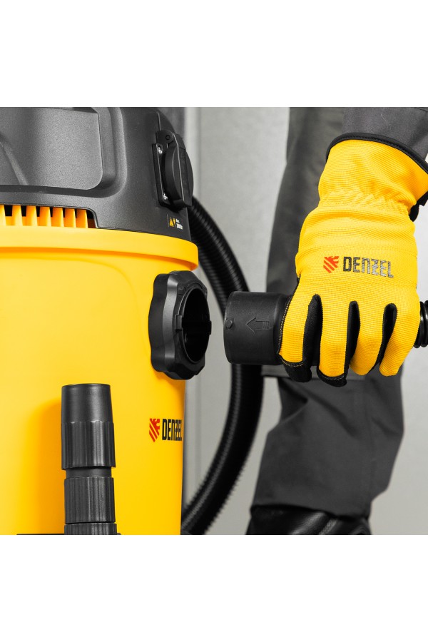 Пылесос строительный RVC20, 1400 Вт, бак 20 л, шланг 3 м, розетка с автосинхр. Denzel