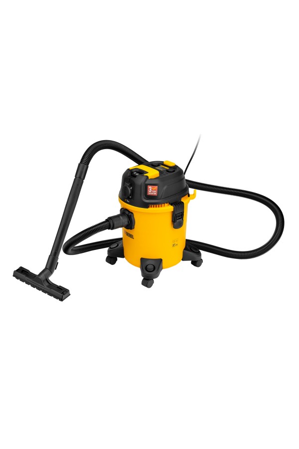 Пылесос строительный RVC20, 1400 Вт, бак 20 л, шланг 3 м, розетка с автосинхр. Denzel