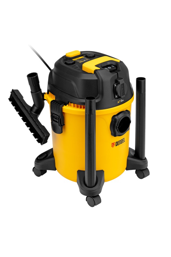 Пылесос строительный RVC20, 1400 Вт, бак 20 л, шланг 3 м, розетка с автосинхр. Denzel