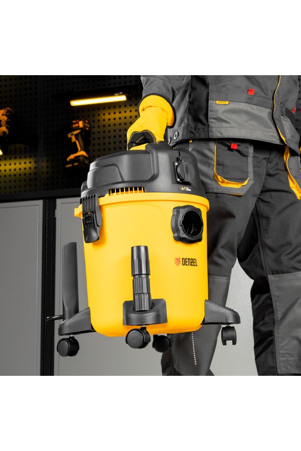 Пылесос строительный RVC20, 1400 Вт, бак 20 л, шланг 3 м, розетка с автосинхр. Denzel