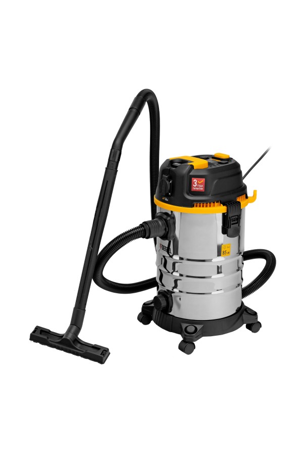 Пылесос строительный RVC30, 1400 Вт, бак 30 л, шланг 3 м, розетка с автосинхр. Denzel