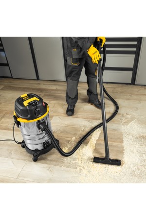 Пылесос строительный RVC30, 1400 Вт, бак 30 л, шланг 3 м, розетка с автосинхр. Denzel