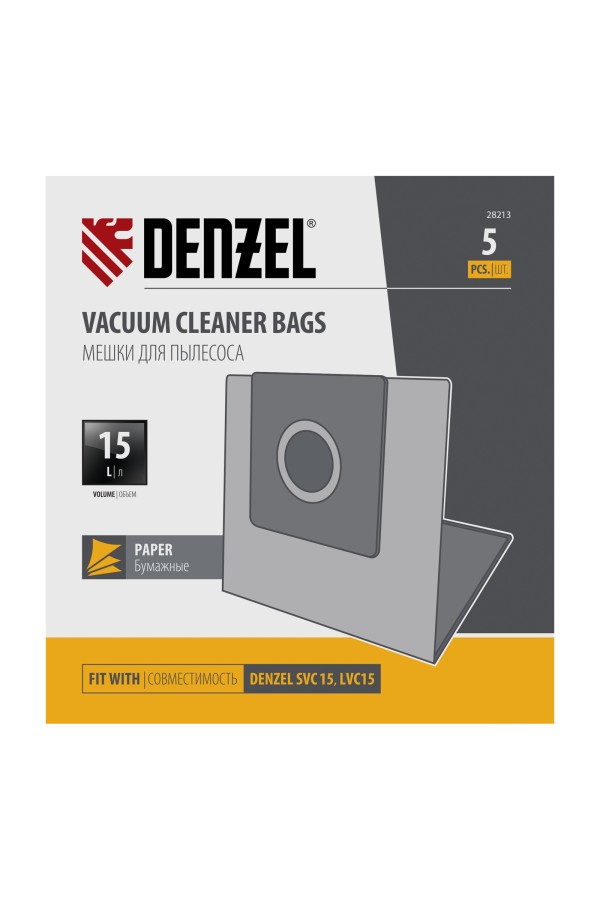 Комплект мешков одноразовых для пылесоса Denzel SVC15, LVC15 5 шт. Denzel