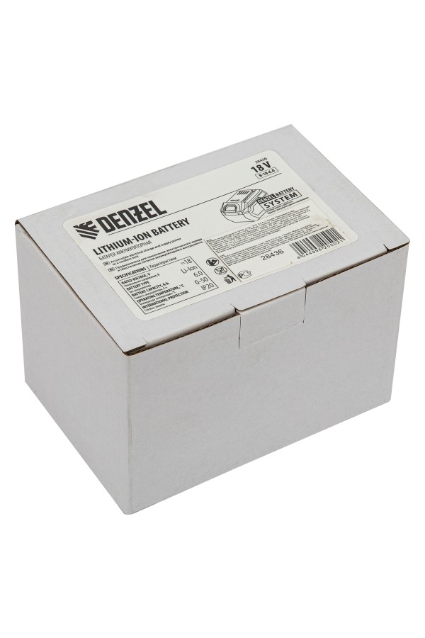 Батарея аккумуляторная B-18-6.0, Li-Ion, 18 В, 6,0 Ач Denzel