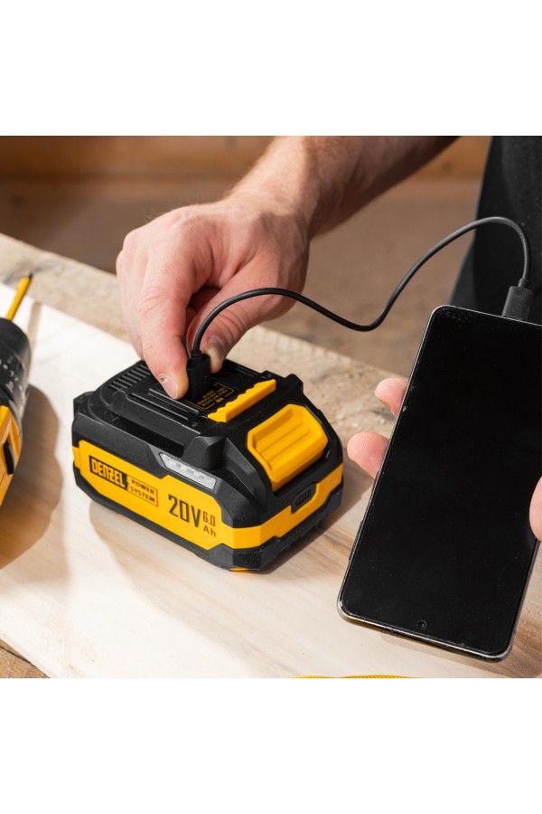 Батарея аккумуляторная BH-20-6.0, Li-Ion, USB, 20 В, 6,0 Ач// Denzel