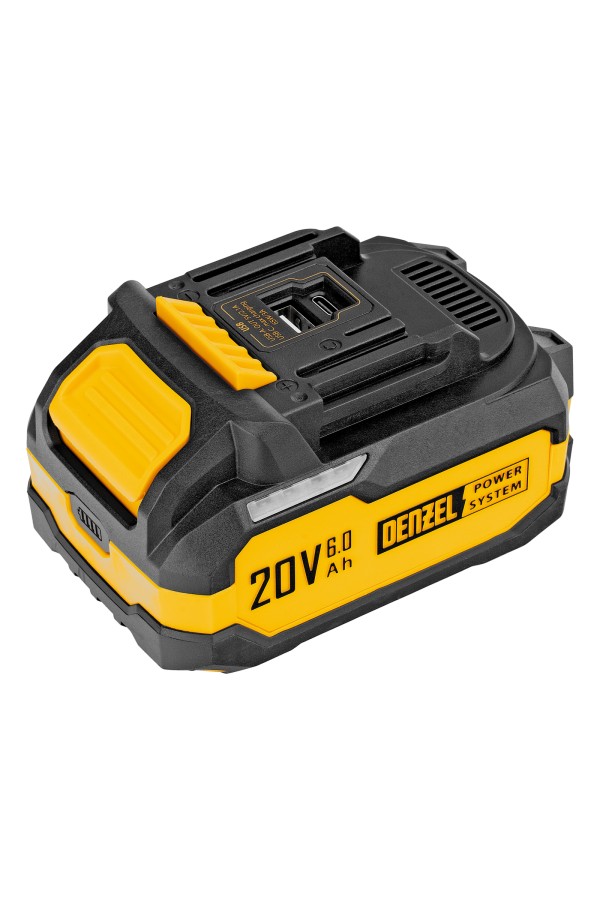 Батарея аккумуляторная BH-20-6.0, Li-Ion, USB, 20 В, 6,0 Ач// Denzel