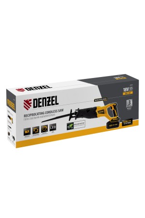 Пила сабельная аккумуляторная бесщет BRC-120,  18В Li-Ion Denzel