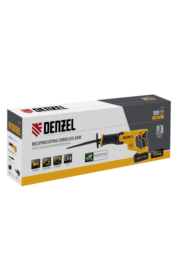 Пила сабельная аккумуляторная CRC-115, 18В Li-Ion Denzel