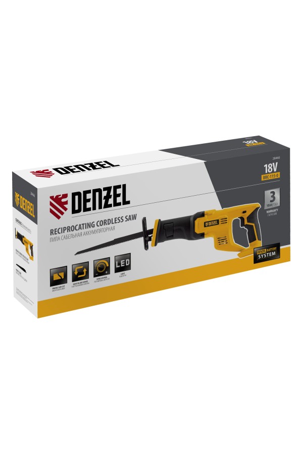 Пила сабельная аккумуляторная CRC-115-0,  18В Li-Ion Denzel