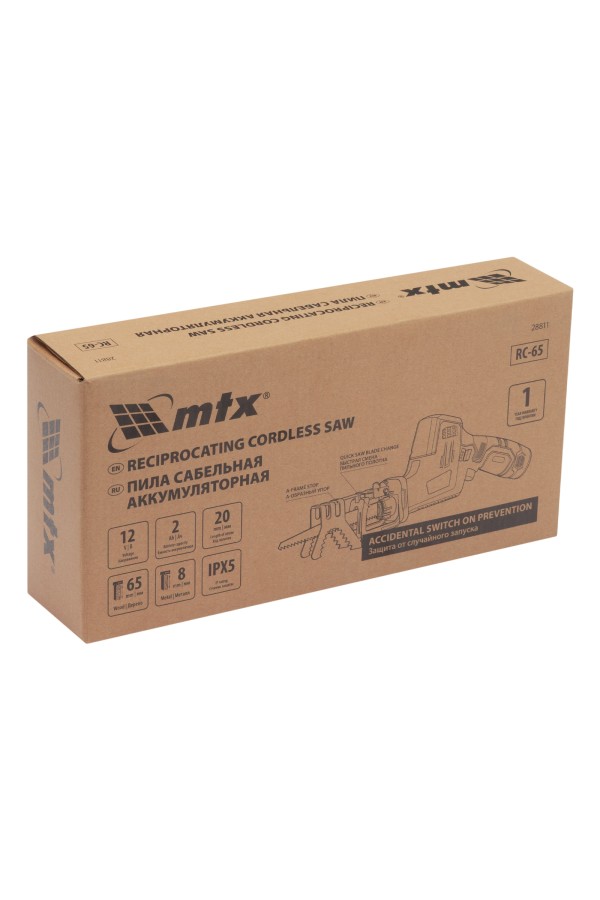 Пила сабельная аккумуляторная RС-65, Li-Ion, 12 В MTX