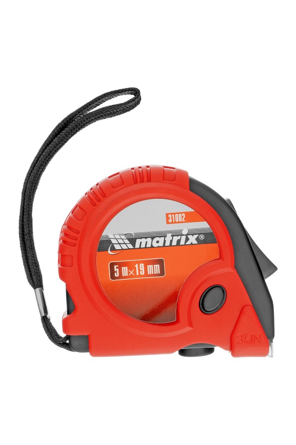 Рулетка Rubber,5 м х 19 мм,обрезиненный корпус Matrix
