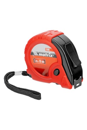 Рулетка Rubber,5 м х 19 мм,обрезиненный корпус Matrix