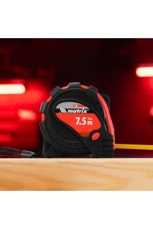 Рулетка Status Magnet 3 fixations,7,5 м х 25 мм,обрезиненный корпус,зацеп с магнитом Matrix