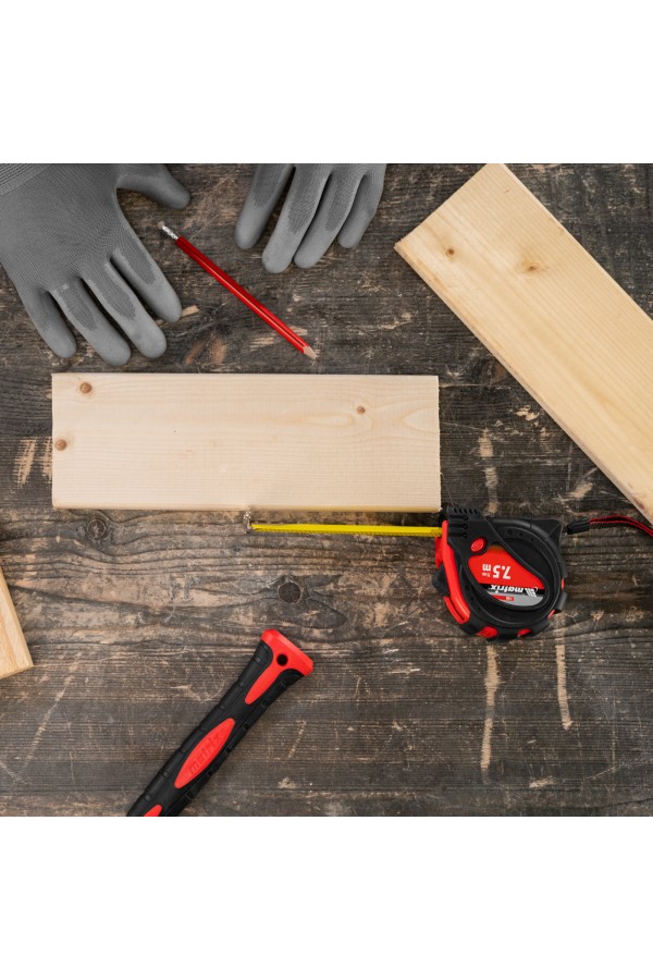 Рулетка Status Magnet 3 fixations,7,5 м х 25 мм,обрезиненный корпус,зацеп с магнитом Matrix