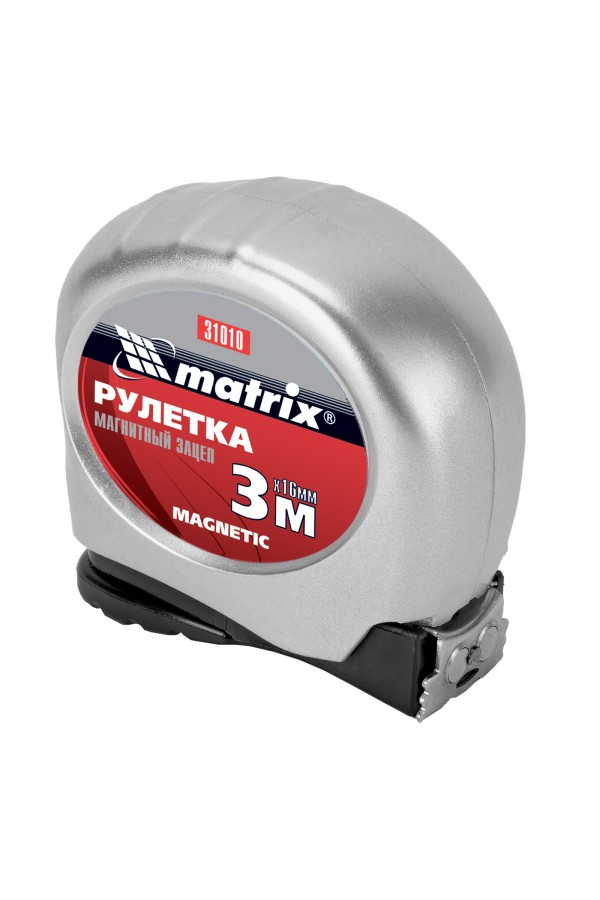 Рулетка Magnetic,3 м х 16 мм,магнитный зацеп Matrix