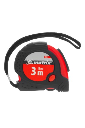 Рулетка Status Magnet fixation,3 м х 16 мм,обрезиненный корпус,зацеп с магнитом Matrix