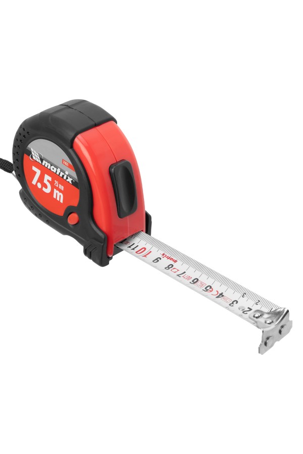 Рулетка Status Magnet fixation,7,5 м х 25 мм,обрезиненный корпус,зацеп с магнитом Matrix