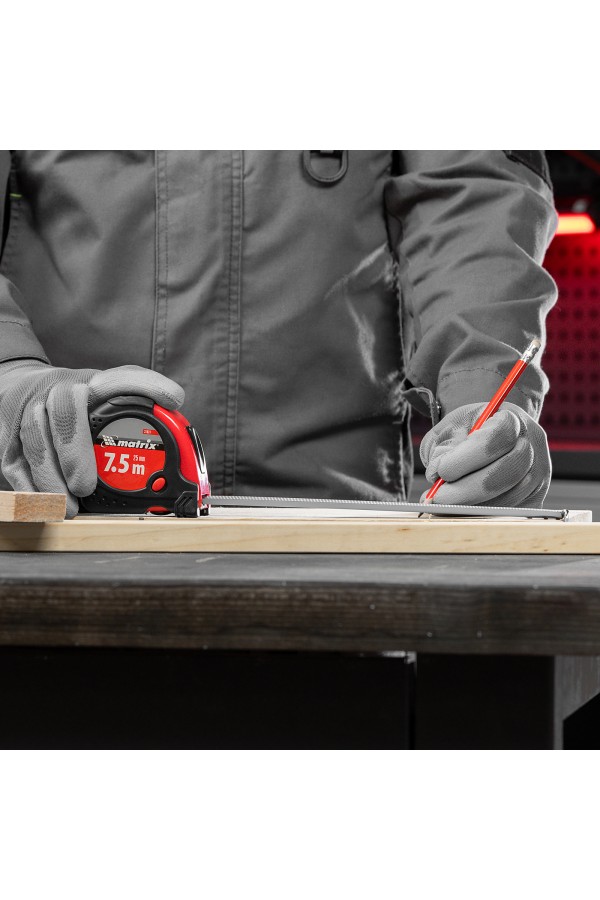 Рулетка Status Magnet fixation,7,5 м х 25 мм,обрезиненный корпус,зацеп с магнитом Matrix