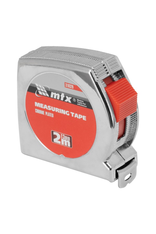 Рулетка Chrom, 2 м x 13 мм, хромированный корпус MTX