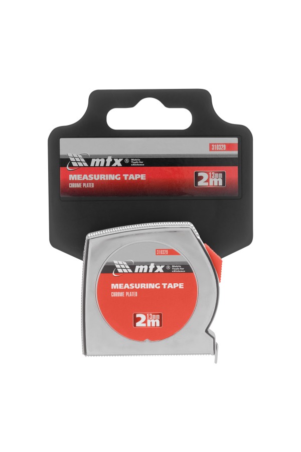 Рулетка Chrom, 2 м x 13 мм, хромированный корпус MTX