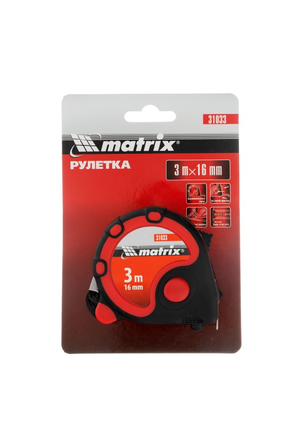 Рулетка Status 3 fixations,3 м х 16 мм,двухкомпонентный корпус,3 фиксации ленты Matrix
